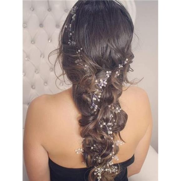 FXmimior Bridal Wedding Crystals Love Long Hair Vine Headband Wedding Evening